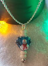 Load image into Gallery viewer, Grace Lampwork Juggling Snowman Heart Necklace