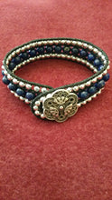 Load image into Gallery viewer, 6mm Lapis Lazuli & Shell Beaded Cuff