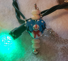 Load image into Gallery viewer, Grace Lampwork Juggling Snowman Heart Necklace
